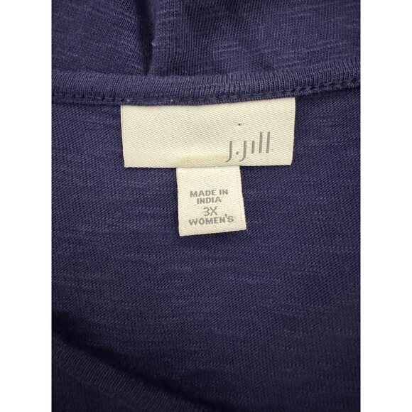 J. Jill Navy Blue Cotton Sleeveless Summer Shift Dress Size 3X 22 24 Plus Size - Picture 3 of 6